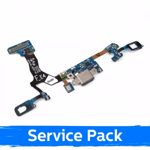 Latausliitin yhteensopiva Samsung G930 S7 flex-kaapelilla / hopea (Service Pack)