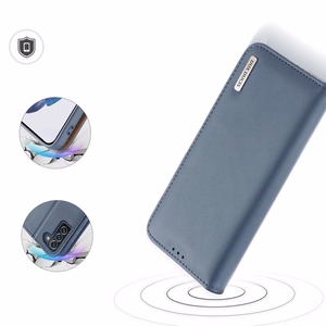 Dux Ducis Hivo Nahka Flip Cover Aitoa nahkaa Lompakko korteille ja asiakirjoille Samsung Galaxy S22 + (S22 Plus) Sininen