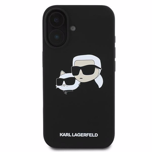 Karl Lagerfeld Silikoninen Nauble Heads Print MagSafe Suojakuori iPhone 16 Plus:lle - Musta