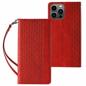 Magneetti hihna Kotelo iPhone 14 Pro Kotelo Flip lompakko Mini Lanyard jalusta Punainen