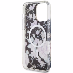 Guess GUHMP14XHCFWSK iPhone 14 Pro Max 6.7 musta/musta suojakuori Flower MagSafe