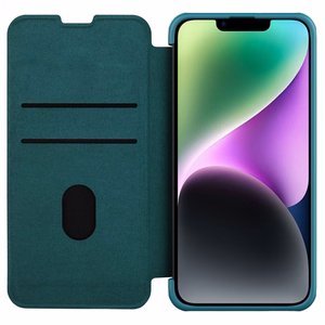 Nillkin Qin Leather Pro Case iPhone 14 Plus Camera Cover Holster Cover Flip Case Green