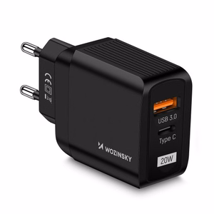 Charger Wozinsky "GaN" Black 20W (USB / USB-C)