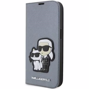 Karl Lagerfeld KLBKP14XSANKCPG iPhone 14 Pro Max 6.7 kirjakuori hopeinen/hopeinen Saffiano Karl & Choupette