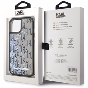 Karl Lagerfeld Liquide Glitter Monogram Gradient Suojakuori iPhone 15:lle - musta