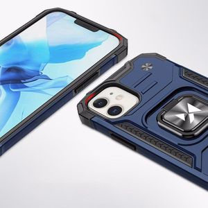 Wozinsky Ring Armor case for iPhone 14 Plus armored cover magnetic holder ring blue
