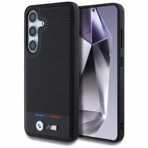 BMW Nahkainen Tricolor Stripe MagSafe Suojakuori Samsung Galaxy S25:lle - musta