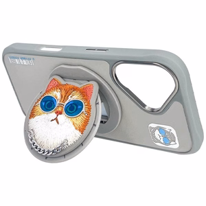 Nimmy Glasses Cool Cat MagSafe Suojakuori iPhone 16:lle - harmaa