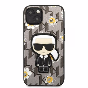 Karl Lagerfeld Flower Ikonik Karl suojakuori iPhone 13 minille - harmaa