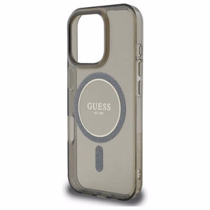 Guess IML Glitter Circle MagSafe suojakuori iPhone 16 Pro:lle - musta
