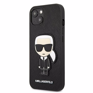 Karl Lagerfeld Saffiano Ikonik Karl's Patch Kotelo iPhone 13 mini - Musta
