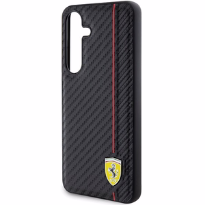 Ferrari Carbon Printed Line suojakuori Samsung Galaxy S24+:lle - musta