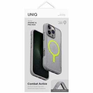Uniq Combat Active Magclick Lataus Suojakuori iPhone 16 Pro Max:lle - Harmaa