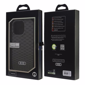 Audi IML Stitching Pattern MagSafe iPhone 16 Pro 6.3" Musta/Musta Kova Suojakuori AU-IMLMIP16P-Q5/D3-BK