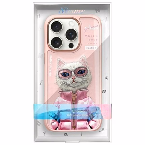 NIMMY Suojakuori COOL&CUTE 2.0 Kissa iPhone 16 Pro Max:lle vaaleanpunainen