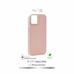 Puro Icon Mag Pro PUIPC1567ICONMPROSE suojakuori laitteelle iPhone 15 Plus 6.7", MagSafe-yhteensopiva, roosa