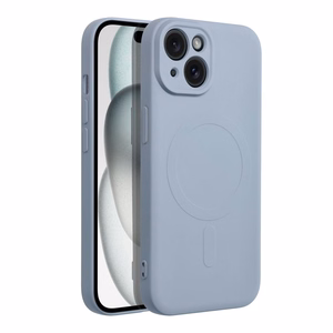 SILICONE MAG COVER puhelinkuori, yhteensopiva MagSafe-tekniikan kanssa, iPhone 15 vaaleansininen