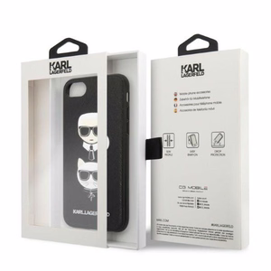 Karl Lagerfeld KLHCI8SAKICKCBK iPhone 7/8 / SE 2020 / SE 2022 black/black hardcase Saffiano Karl&Choupette Head