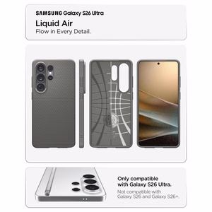 Spigen Liquid Air Suojakuori Samsung Galaxy S26 Ultra:lle - harmaa