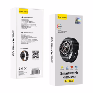 Blavec U-02 Kenzo HD AMOLED Voice Call -älykello (SWU0-B), musta + 1 ranneke