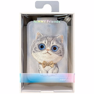 Nimmy New Big-Eye Cute Pets 2.0 Cat MagSafe-magneettikorttikotelo puhelimelle jalustalla – harmaa