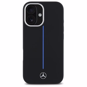 Mercedes Silikoninen Blue Stripe MagSafe suojakuori iPhone 16:lle - musta