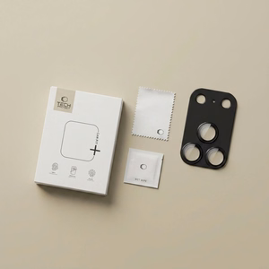 Musta alumiinista ja karkaistusta lasista valmistettu Tech-Protect CamFull Fit+ -kameramoduulisuoja Apple iPhone 18 Pro -puhelimelle