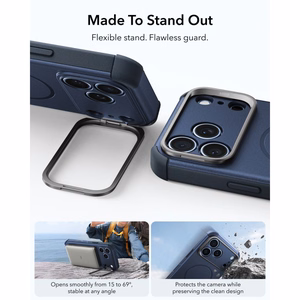 ESR Cyber Tough Kickstand MagSafe suojakuori malleille iPhone 18 Pro / 17 Pro, tummansininen