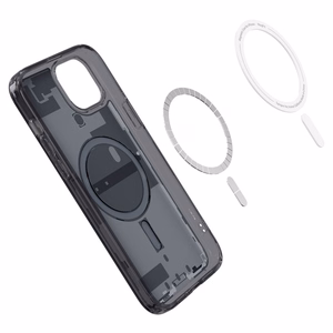Spigen Ultra Hybrid Mag Suojakuori MagSafella iPhone 15 Plus:lle - Tummanharmaa (Zero One Pattern)
