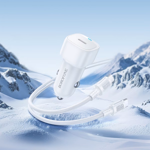 Borofone BZ34A Cloud -autolaturi - Type C - PD 20W ja Type C - Type C -kaapeli, valkoinen