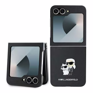 Karl Lagerfeld Saffiano Metal Pin Suojakuori Samsung Galaxy Z Flip 6:lle - Musta