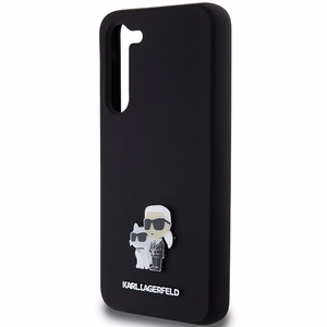 Karl Lagerfeld Silikoninen Karl & Choupette Metal Pin Suojakuori Samsung Galaxy S24+:lle - musta