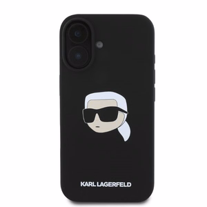 KARL LAGERFELD Silikoninen KL Head Print MagSafe Suojakuori KLHMP16SSKHPPLK iPhone 16:lle - Musta