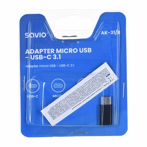 Savio AK-31 / B kaapeliliitäntäsovitін Micro USB USB 3.1 Typ C musta