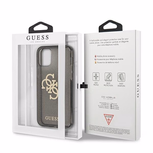 Guess GUHCP12LPCUGL4GBK iPhone 12 Pro Max 6.7" musta/musta kova kotelo Glitter 4G iso logo
