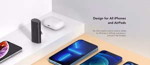 Ulkoinen akku Veger PlugOn (W0556P) PD QC3.0 3A 20W 5000 mAh sisäänrakennetulla Lightning-liittimellä musta