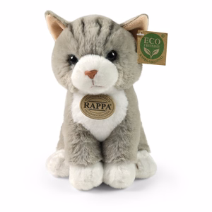 Rappa Soft Collection ympäristöystävällinen realistinen istuva harmaa kissapehmolelu, 23 cm
