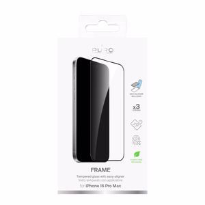 Puro Frame Tempered Glass with Frame for iPhone 16 Pro Max