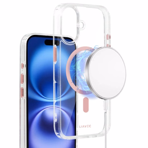 Liavec Glossy Magsafe Clear Case do Iphone 16 różowy