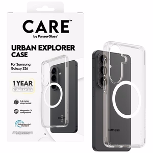 CARE by PanzerGlass Urban Explorer läpinäkyvä suojakuori valkoisella Qi:llä Samsung Galaxy S26