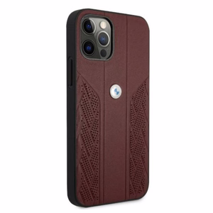 BMW Nahka Curve rei'itetty kotelo iPhone 12 / iPhone 12 Pro - punainen
