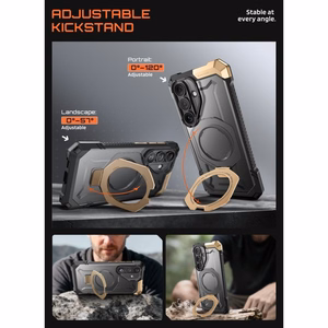Supcase UB Grip Mag MagSafe Suojakuori Samsung Galaxy S26:lle - Musta ja ruskea