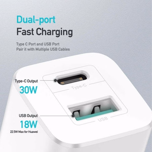 Dux Ducis C80 Super Si seinälaturi - USB + Type-C - PD 30W QC 3.0 18W 3A valkoinen