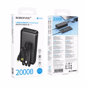 Borofone Power Bank 20000mAh BJ79A Clever - USB -  with Type C and Lightning cables black