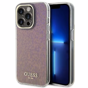 Guess GUHCP15XHDECMP iPhone 15 Pro Max 6,7 vaaleanpunainen/vaaleanpunainen kovakuori IML Faceted Mirror Disco Iridescent