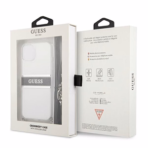 Guess GUHCP13SKC4GBSI iPhone 13 mini 5.4" läpinäkyvä kovakotelo 4G harmaa hihna hopea ketju