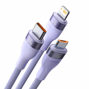 Baseus Cable Flash Series II 3 in 1 - USB to Type C, Lightning, Micro USB - 100W 6A 1,2 metres (CASS030005) purple