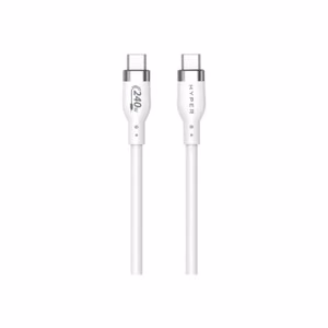 Hyper HyperJuice HJ4002WHGL – 2 m 240 W silikoninen USB-C–USB-C-latauskaapeli, valkoinen