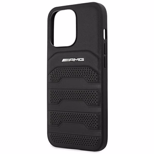 AMG AMHCP14LGSEBK iPhone 14 Pro 6.1 "black / black hardcase Leather Debossed Lines