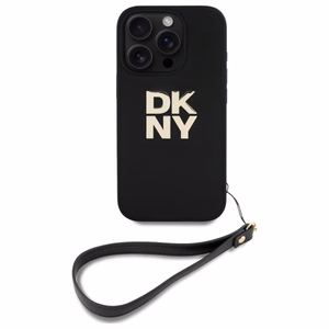 DKNY Wrist Strap Stock Logo Suojakuori iPhone 16 Pro:lle - musta